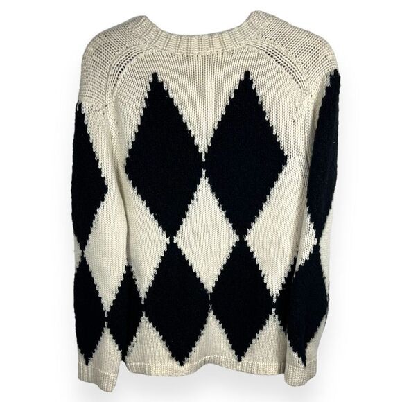 KHAITE The Valerie Argyle 100% Cashmere Academia Sweater Cream V Neck Size XS - Picture 8 of 12